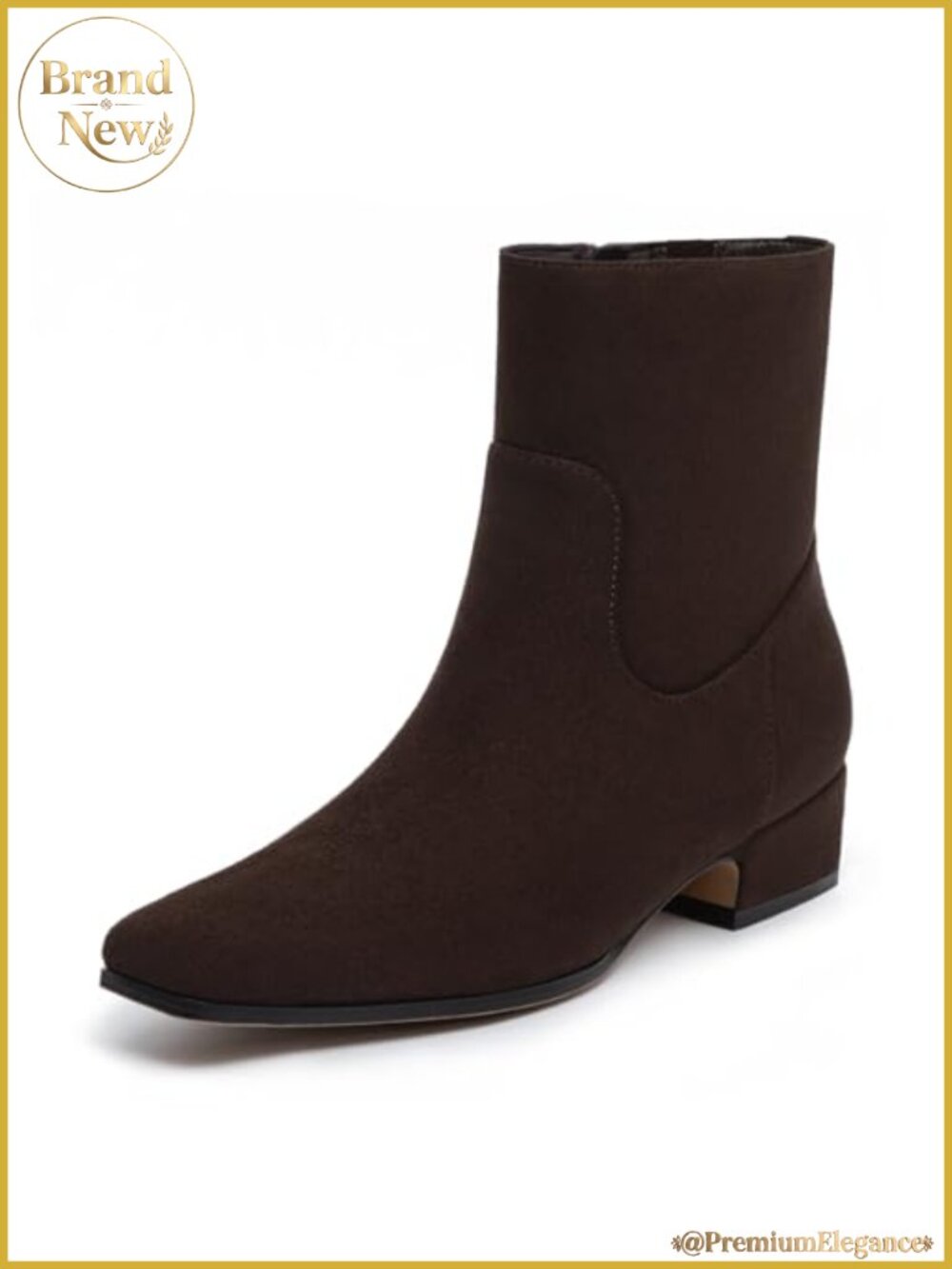 Women's Chunky Low Heel Square Toe Ankle Boots Suede Block Heel